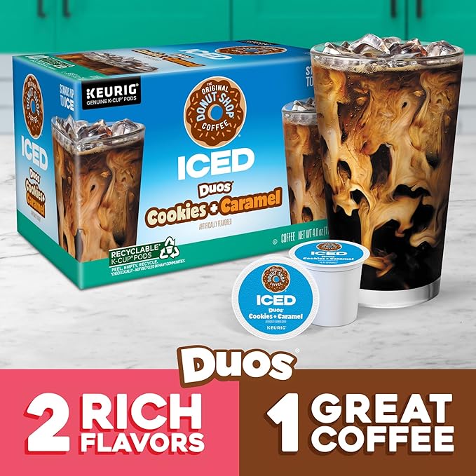 The Original Donut Shop Iced Duos Cookies + Caramel Coffee Keurig Single Serve K-Cup Pods 24 count