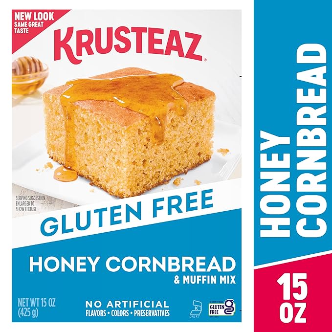 Krusteaz Gluten Free Baking Mix Honey Cornbread &amp Muffin Mix Gluten Free &amp Made with Real Honey No Artificial Flavors Colors or Preservatives 15 OZ Box (Pack of 3)