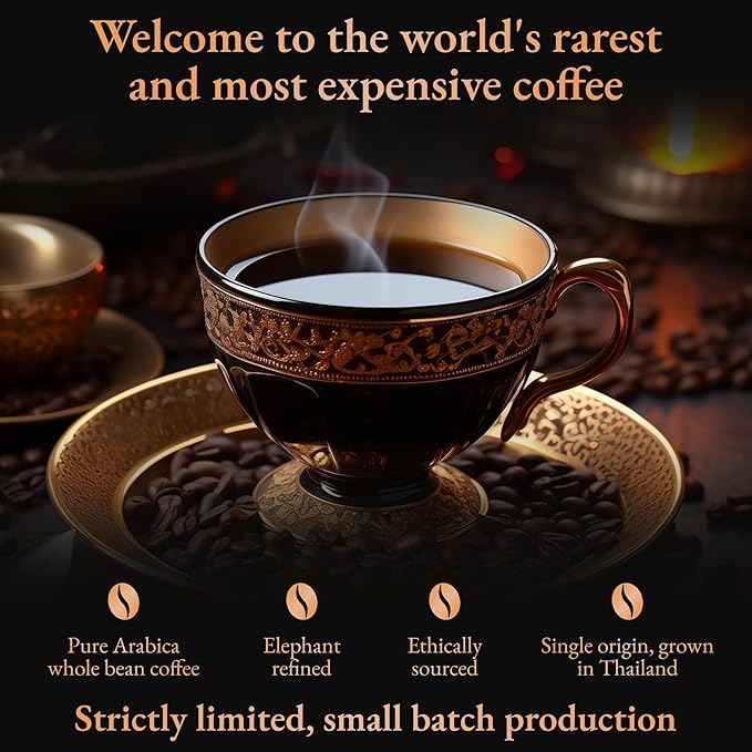 Black Ivory Coffee | Naturally Refined by Elephants | Rare Thai Arabica Whole Bean Coffee | 40 g (1.4 oz)