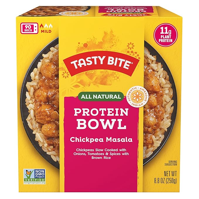 Tasty Bite Indian Style Chickpeas &amp Rice Bowl 8.8 Ounce Pack of 6 Ready to Eat Organic Brown Rice Microwaveable Vegan