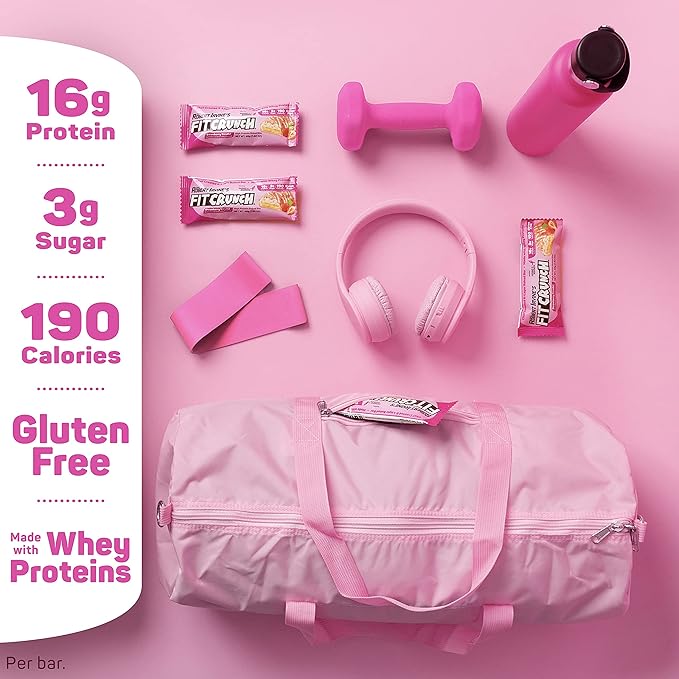 FITCRUNCH Snack Size Protein Bars 6-Layer Baked Bar 3g of Sugar Gluten Free &amp Soft Cake Core (9 Bars Strawberry Strudel)