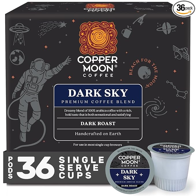 Copper Moon Single Serve Coffee Pods for Keurig K-Cup Brewers Dark Roast Dark Sky Blend 36 Count