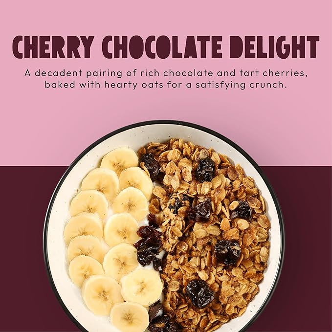 Kellys Four Plus Granola Cereal | Cherry Chocolate Healthy Granola for Yogurt | Hand Made Snacks for Breakfast - 12 oz (Pack of 4)