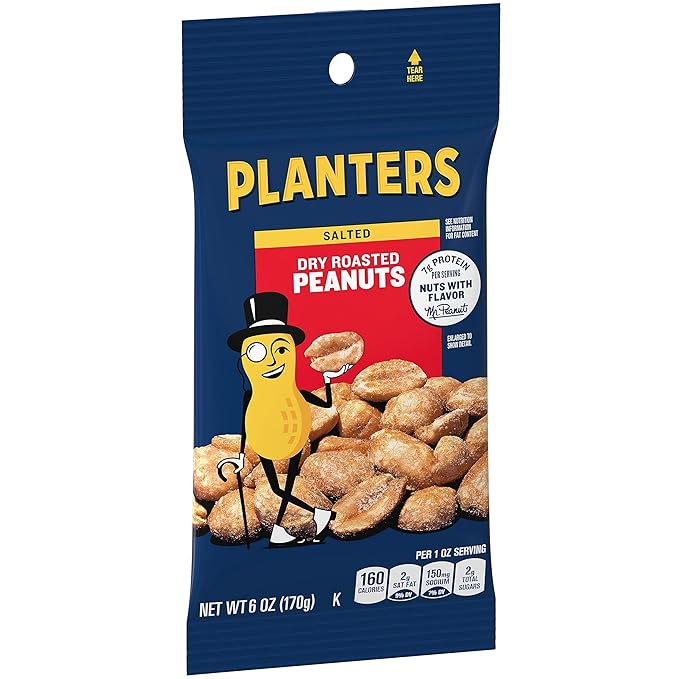 Planters Dry Roasted Peanuts 6 oz Bag (Pack of 12)