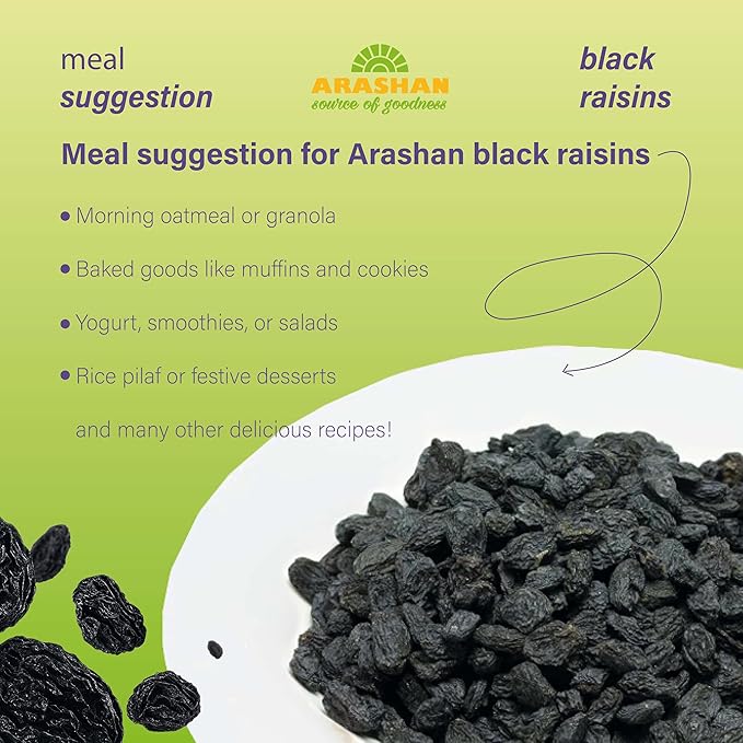 Premium Black Raisins – 13.4 oz (380g) – Natural No Added Sugar High in Fiber (Pack of 2)