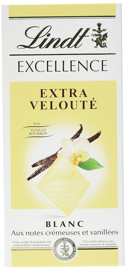 Lindt Excellence White a Touch of Vanilla Chocolate Bar 100 g (Pack of 4)