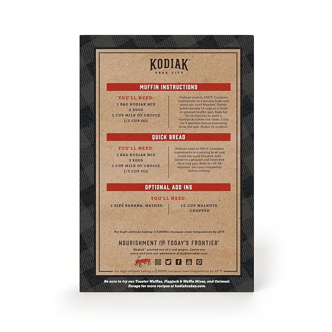 Kodiak Cakes Muffin Baking Mix Banana High Protein 100% Whole Grains (Pack of 6)