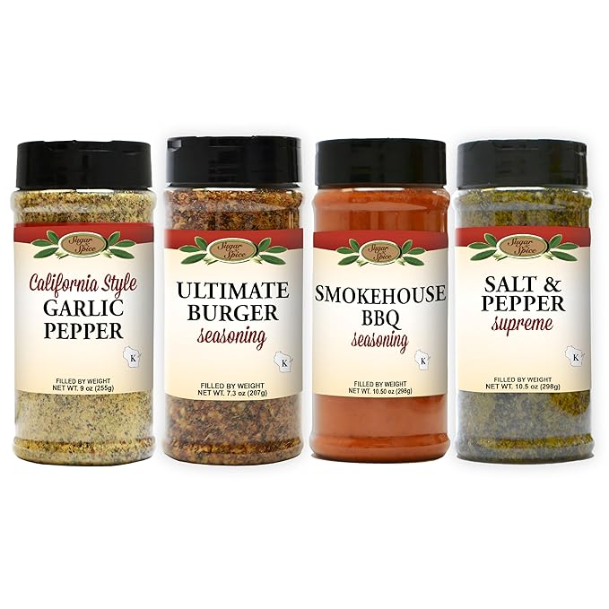 Sugar 'N Spice Grilling and Cooking Combo Set (Ultimate Burger Smokehouse BBQ Garlic Pepper Salt &amp Pepper)