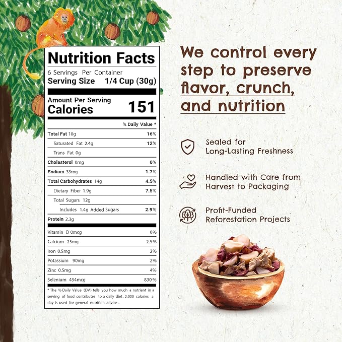 Snack Açaí Trail Mix 7 oz – The True Organic Brazil Nuts Roasted + Açaí Fruit Nibs + Cupuaçu Fruit Nibs – Nutrient-Rich and Practical Combo – Fresh Vegan and Gluten Free – Forest Up