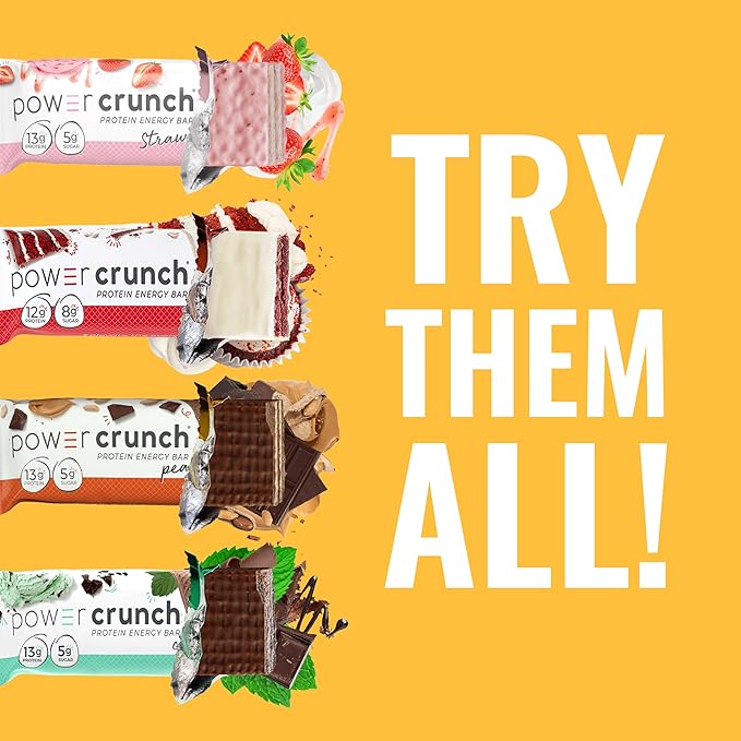 Power Crunch Protein Wafer Bars High Protein Snacks with Delicious Taste Salted Caramel 1.4 Ounce (12 Count)