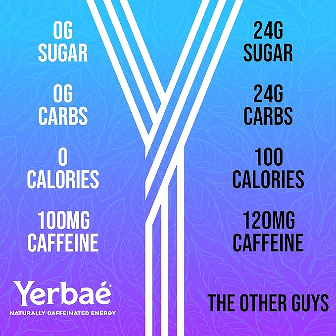 Yerbaé Energy Seltzer - Variety Performance Pack. No Sugar/Calories/Carbs. Energized by Yerba Mate Naturally Caffeinated Plant-Based Healthy Alternative to Coffee/Sugary Sodas Pack of 12 12oz cans