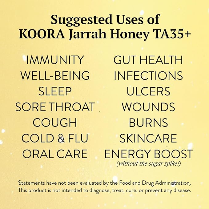 Jarrah Honey TA 35+ (Stronger than MGO 2000+ Manuka Honey Bioactivity) Raw Medicinal Honey with Medical Grade Potency for Daily Health and Immune Support from Western Australia