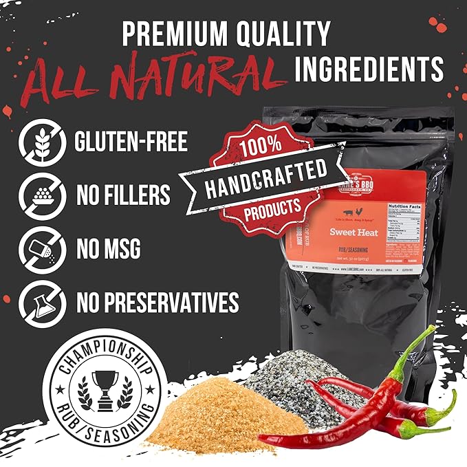 Lane's Sweet Heat Rub Seasoning All-Natural BBQ Brisket Rub Goes Well with Butt Rub Seasoning No MSG Brisket Seasoning &amp Made in USA 2 Lbs