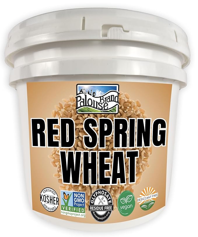 Palouse Brand Certified Glyphosate Residue Free Hard Red Spring Wheat Berries | 25 LBS | Emergency Food Storage Bucket | Non-GMO | Grown on Our Family Farm | Bulk