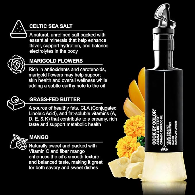 Flavored Cold Pressed Avocado Oil for Cooking Organic Avocado Oil Cooking Oil for Keto Vegan Kosher No Sodium GMO MSG or Additives Frying Oil 350 mL 11.8 Fl Oz Assalt &amp Buttery Flavor