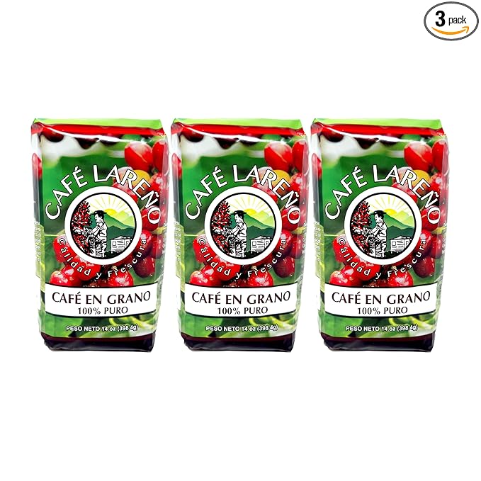 Café Lareño Whole Bean Coffee (Grano) - Lares Puerto Rico - 14 oz (Pack of 3-42 oz Total)