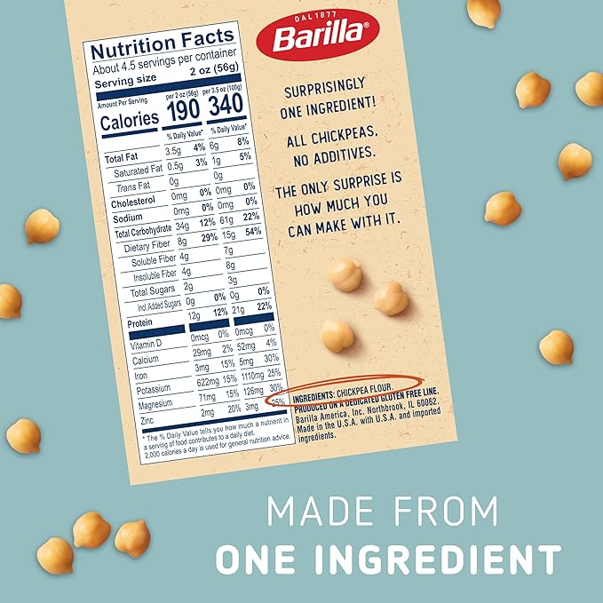 Barilla Chickpea Penne Pasta 8.8 oz (Pack of 10) - Vegan Gluten Free Non GMO &amp Kosher - Made with Plant Based Protein