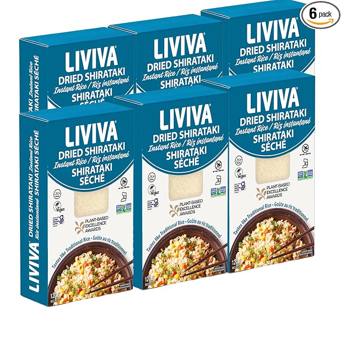 LIVIVA Dried Shirataki Low Carb Plant-Based Gluten Free Pasta – Konjac Noodles - Taste &amp Cook like Regular Spaghetti &amp Rice – Diabetic-Friendly Low Calories Vegan Halal Kosher Non-GMO Pl
