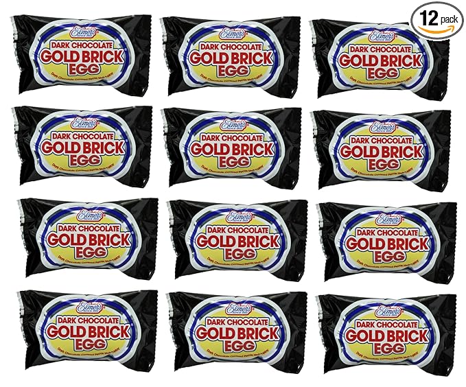 Elmer Gold Brick Eggs - Pack of 12 - Dark Chocolate Covered Pecan Melt Aways - Perfect for Friends and Family - Start an Easter Tradition
