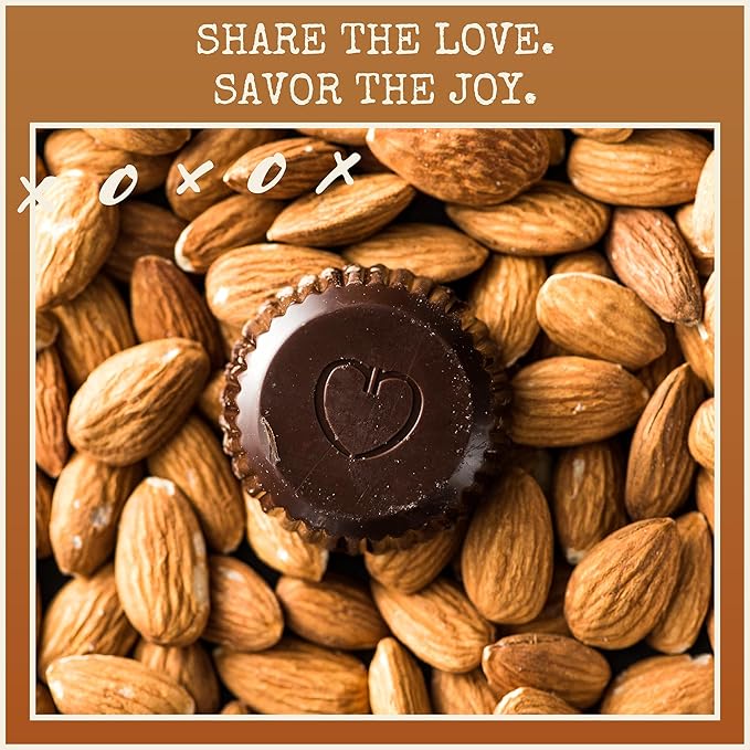 Chocolove Almond Butter Cups in Dark Chocolate | 55% Cocoa | Creamy &amp Rich | Crafted with Belgian Dark Chocolate | Non-GMO 1.2 oz per pack (10 2-packs)