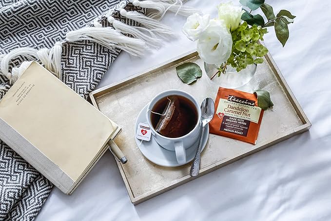 Teeccino Dandelion Caramel Nut Tea - Caffeine Free Roasted Herbal Tea with Prebiotics 3x More Herbs than Regular Tea Bags Gluten Free - 25 Tea Bags (Pack of 3)