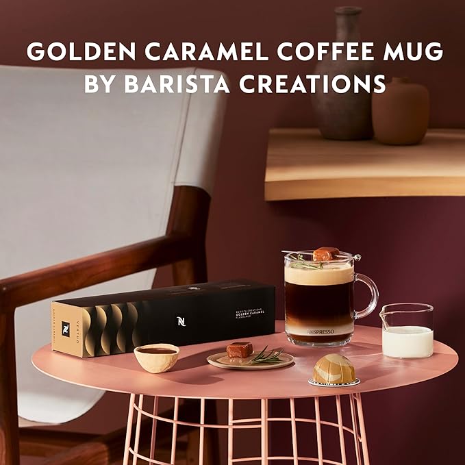 Nespresso Capsules Vertuo Golden Caramel Medium Roast Coffee 30 Count Coffee Pods Brews 7.8oz.