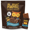 AWAKE - Caffeinated Chocolate Bites - Milk Chocolate 50 Bites - 50mg Caffeine - Individually Wrapped Energy Bites - Coffee Alternative - Fairtrade Gluten Free Non GMO - 0.48oz