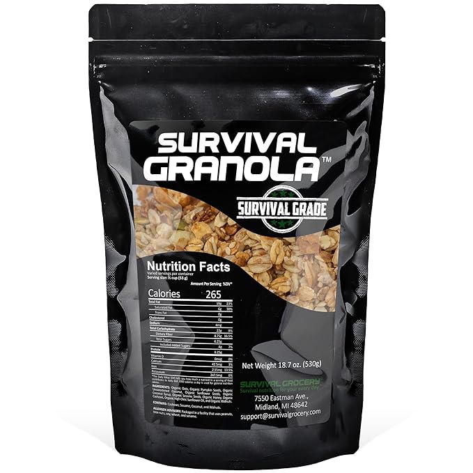 Survival Grocery Survival Granola™ – Organic High Protein Granola Non-GMO Gluten Free No Refined Sugars or Artificial Sweeteners