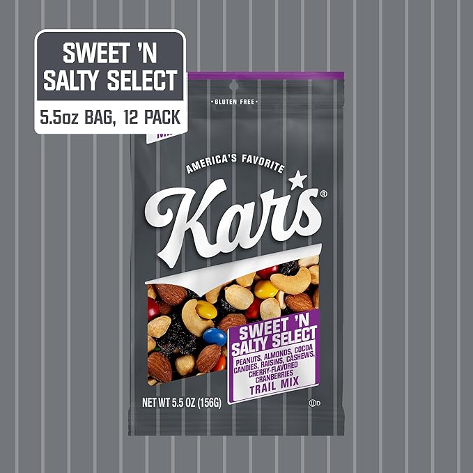 Kar’s Nuts Sweet ‘N Salty Select Trail Mix 5.5 oz – Grab &amp Go Bags Individual Snack Packs (Pack of 12) Gluten-Free Trail Mix Snack