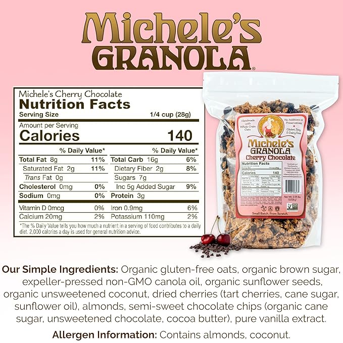 Michele's Granola Cherry Chocolate Handmade Whole Grain Gluten-Free &amp Non-GMO 36oz Resealable Bag