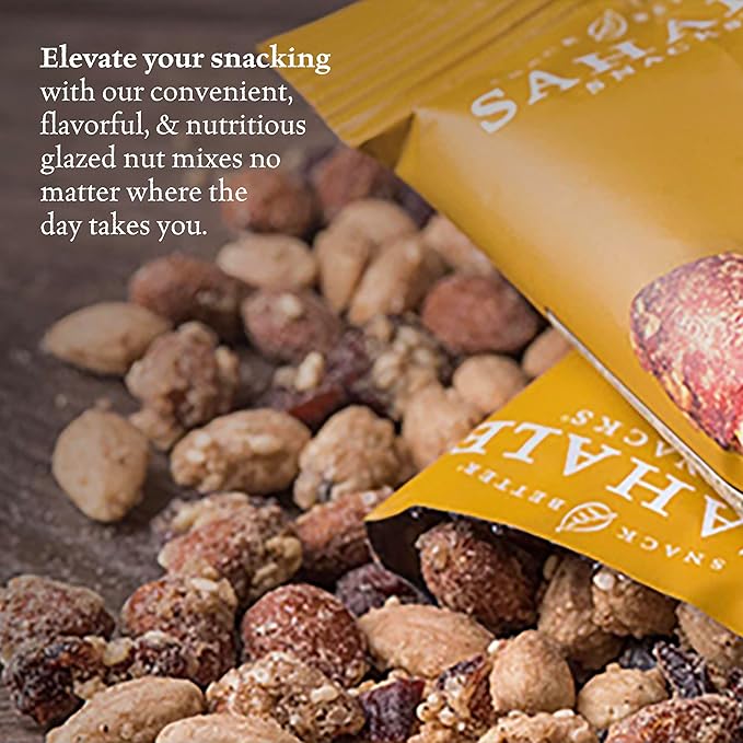 Sahale Snacks Honey Almonds Glazed Mix 1.5 oz Grab &amp Go Bags (18 Packs) - Dry-Roasted Deluxe Mixed Nuts with Tart Cranberries &amp Madagascar Vanilla - Non-GMO Kosher &amp Certified Gluten-Fr