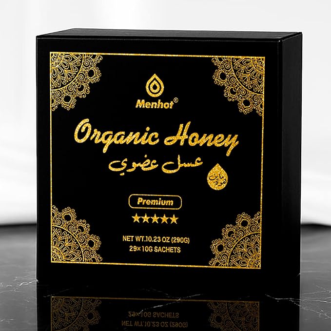 Menhot® Honey for Men - LARGE PACK 29 Sachets: Honey Jelly Panax Ginseng Maca Tribulus Terrestris No Added Sugar