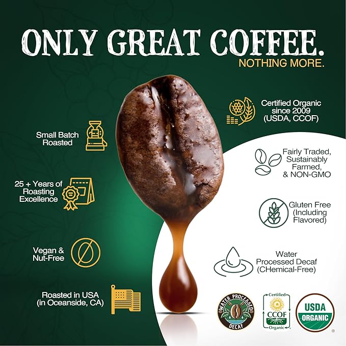 The Bean Organic Coffee Company Water Processed DECAF South America Blend Medium Roast Whole Bean Coffee 5-Pound Bag