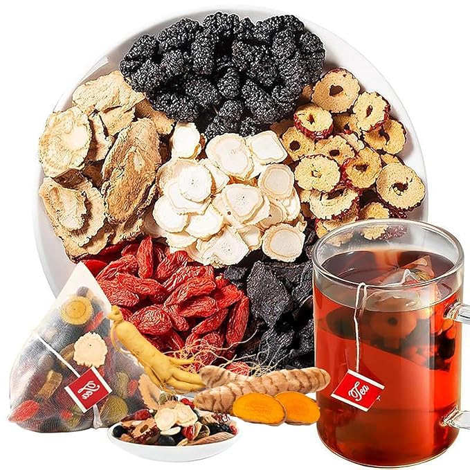 30bags Turmeric Kidney Tea Formula Ginseng Eight Treasures Turmeric Kidney Tea Formula Chinese Herbs for Men &amp Women (40bags)