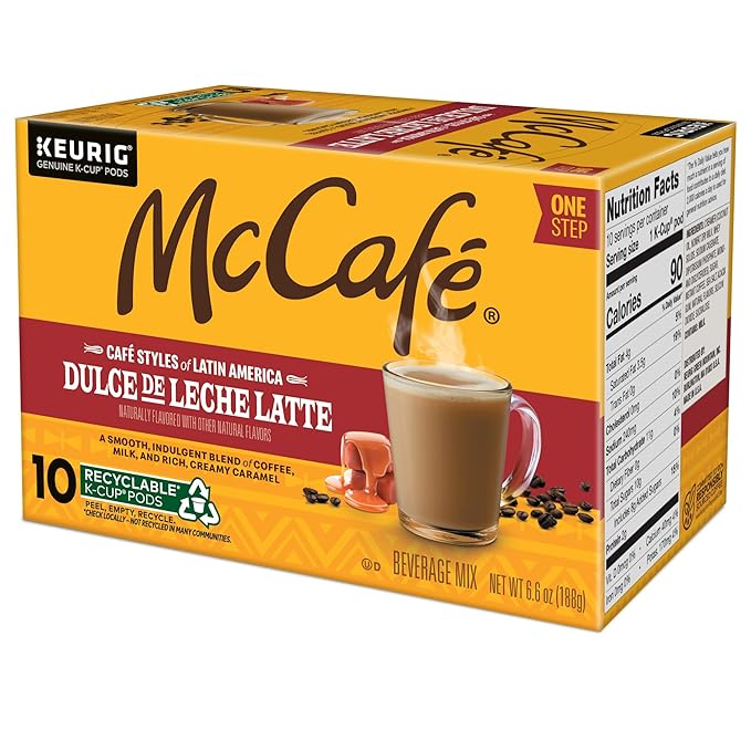 McCafé Dulce de Leche Latte One Step Latte Single Serve Keurig K-Cup Pods Flavored Coffee 60-Count Box (6 Packs of 10)