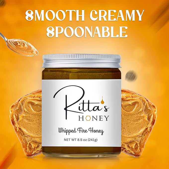 Ritta’s Whipped Fire Honey with Ginger Turmeric Cayenne &amp Cinnamon – 8.5 oz – Immune Boosting Spicy Honey for Tea Toast &amp More Fire Cider Inspired