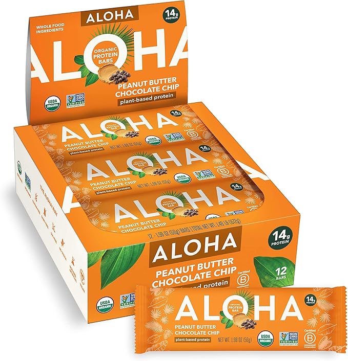 Garden of Life Organic Vegan Sport Protein Powder &amp Aloha Organic Plant Based Protein Bars |Peanut Butter Chocolate Chip | 1.98 Oz