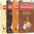 Roastesso Aluminum Espresso Capsules Flavors Variety Pack Natural Flavored Coffee Pods with French Vanilla Caramel Chocolate &amp Hazelnut Compatible with Nespresso Original Machines (40 Count)
