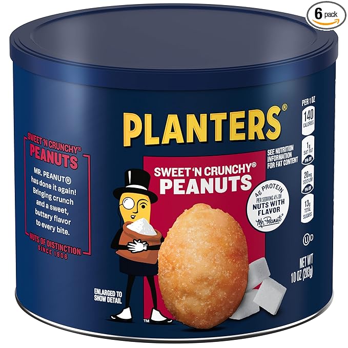 PLANTERS Sweet 'N Crunchy Peanuts 10 oz. can (Pack of 6)