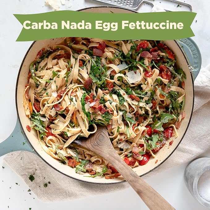 Al Dente Carba-Nada Egg Fettuccine - Lower Carb High Protein Keto &amp Point-Based Diet-Friendly - Delicious and Versatile - Artisanal with Cage-Free Eggs 10 Ounce Bags (Pack Of 6)