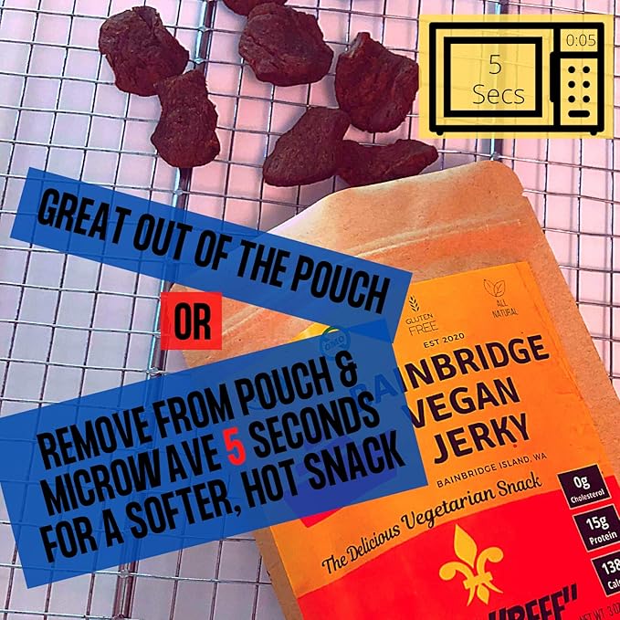 Bainbridge Vegan Jerky – Variety Pack: Tame &amp Tasty Lil' Heat Hibachi Beef Vegan Jerky Plant Based Snacks All Natural Non-GMO Gluten Free Vegan Meat/Vegetarian Jerky 3 oz (Pack of 3)