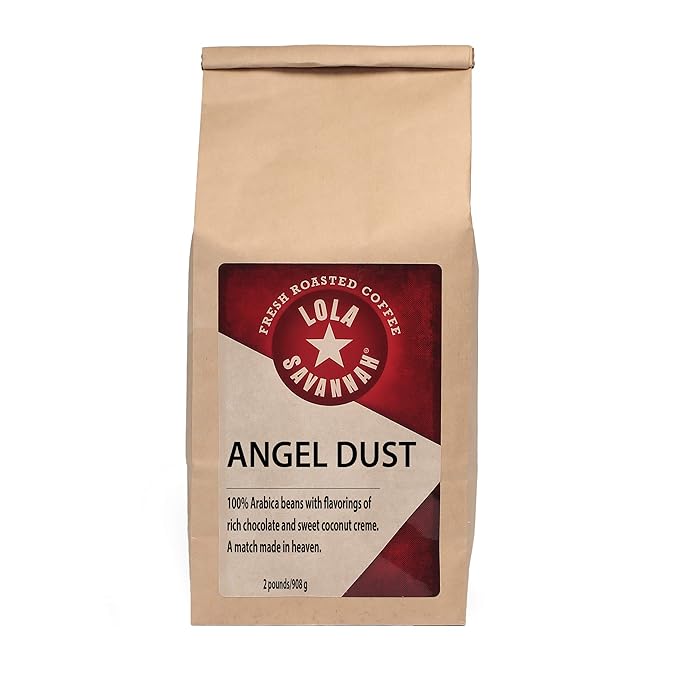 Lola Savannah Angel Dust Ground Coffee - Delicate Blend of Rich Chocolate &amp Sweet Coconut Creme | Caffeinated | 2lb Bag