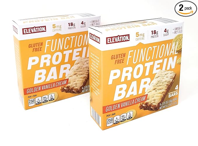 Functional Protein Bar Golden Vanilla Cream Gluten Free 8.2oz/232g (Packof 2)