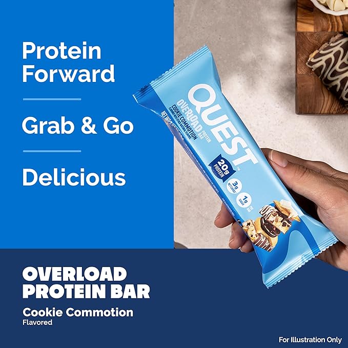 Quest Nutrition Overload Protein Bars Cookie Commotion 20g Protein 1g Sugar 3g Net Carbs Gluten Free 12 Count