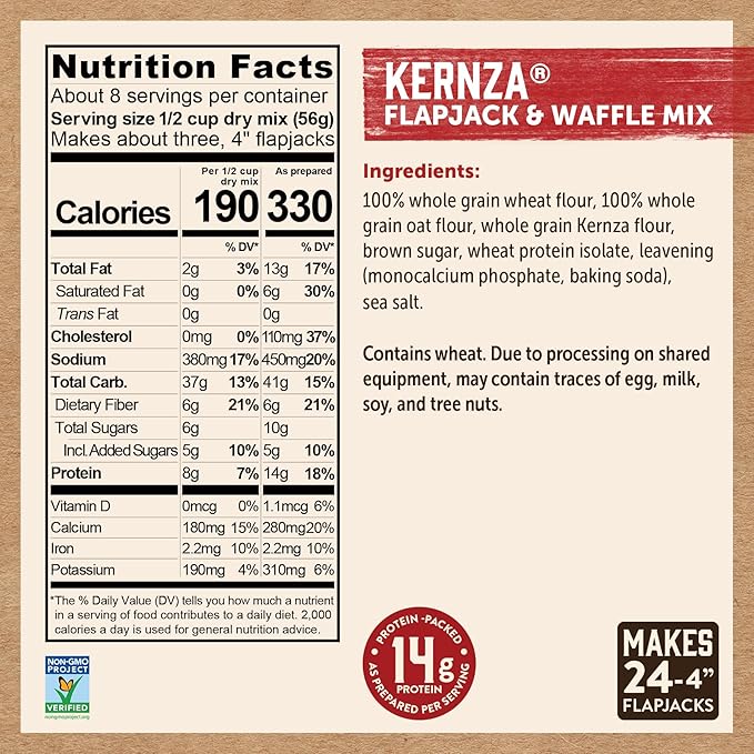 Kodiak Kernza Power Cakes Pancake &amp Waffle Mix Original High Protein100% Whole Grains (Pack of 6)