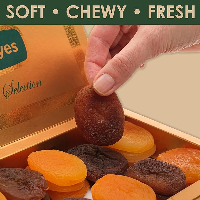 Premium Turkish Dried Apricots – Dark and Yellow Sun Dried Apricots Naturally Sweet No Sugar Added Healthy Snack 17.6 oz (500g)
