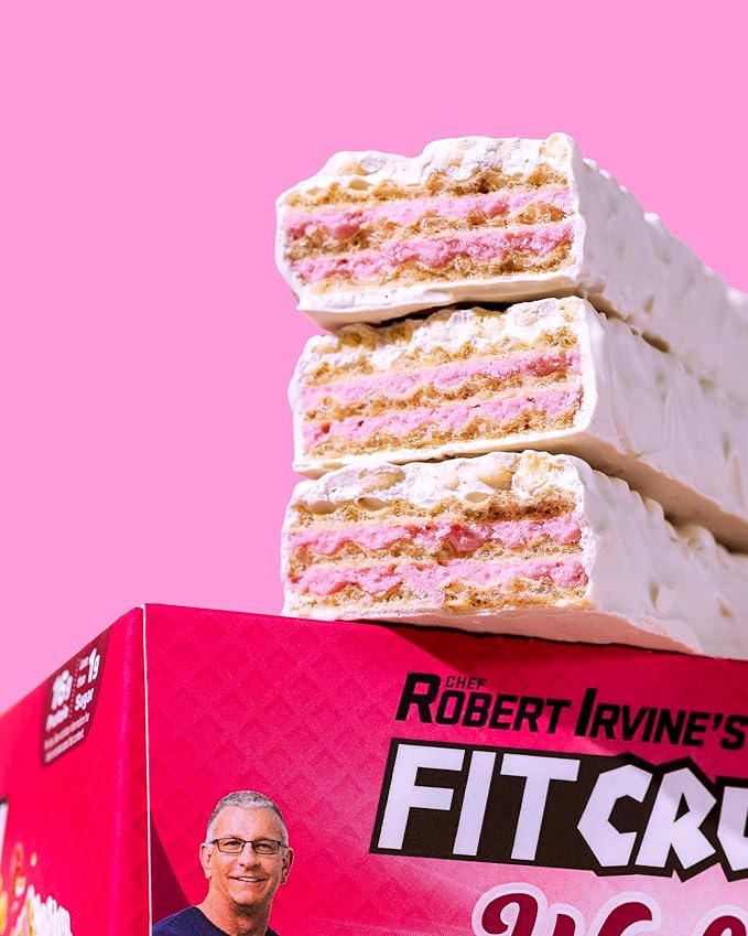 FITCRUNCH Wafer Protein Bars Designed by Robert Irvine 16g of Protein &amp 1g of Sugar (9 Bars Raspberry Tart)