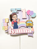 Personalized Rainbow Kids Birthday Cake Topper ABC Blocks Learning Theme Custom Name &amp Age Handmade Party Decoration