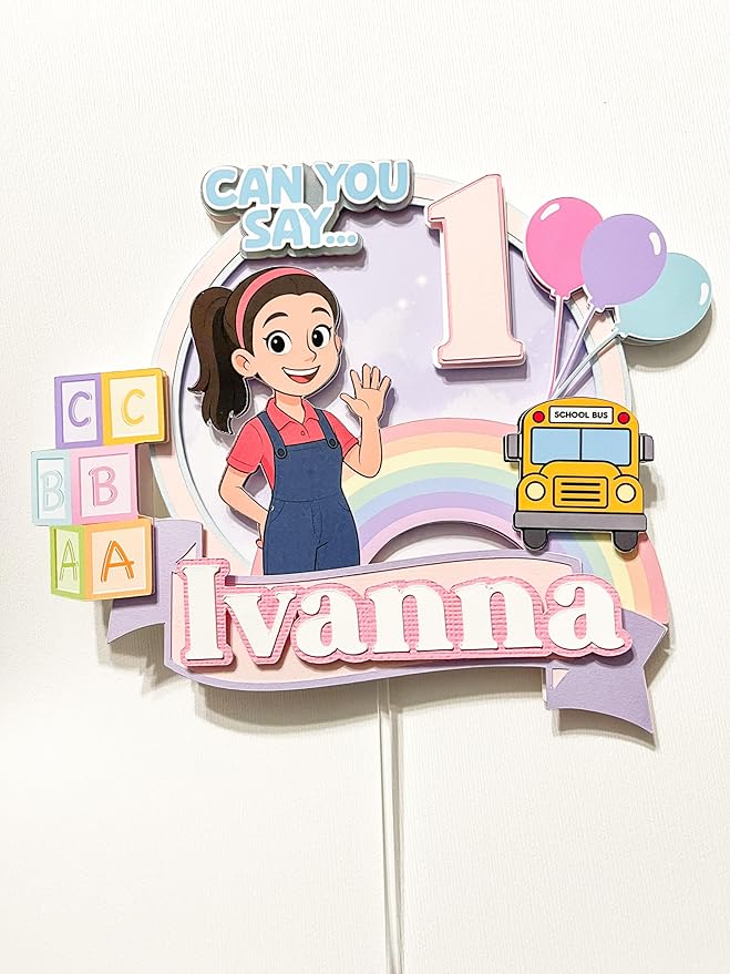 Personalized Rainbow Kids Birthday Cake Topper ABC Blocks Learning Theme Custom Name &amp Age Handmade Party Decoration