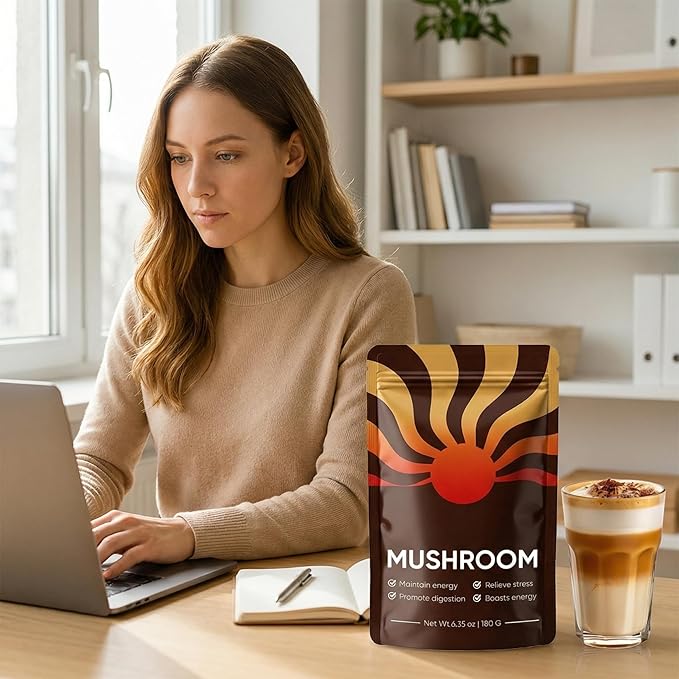 Mushroom Coffee – Mushroom Coffee Blend with 10 Mushrooms + Collagen – Organic Instant Coffee Mix for Balanced Energy Focus &amp Wellness – Low Caffeine Sugar-Free Dairy-Free 30 Servings